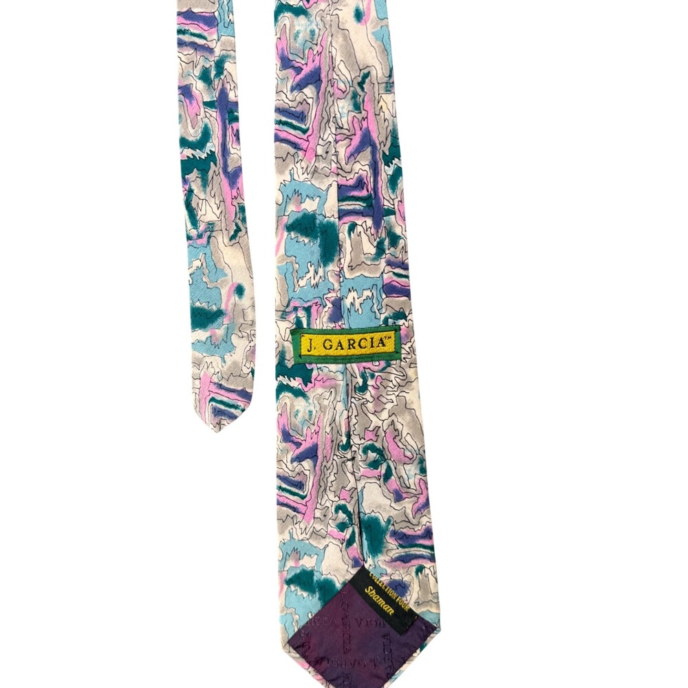 J. Garcia Mens Silk Tie Collection Four Shaman Abstract Teal Purple Pink Art